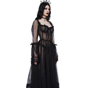 Dolls Kill Widow Dance With Death Maxi Dress Black Size XS